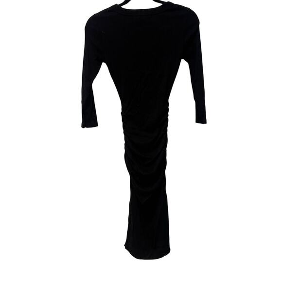 Michael Stars Christina 3 Quarter Sleeve Midi Dress Ultra Rib Black Size XSP NWT - Picture 6 of 12